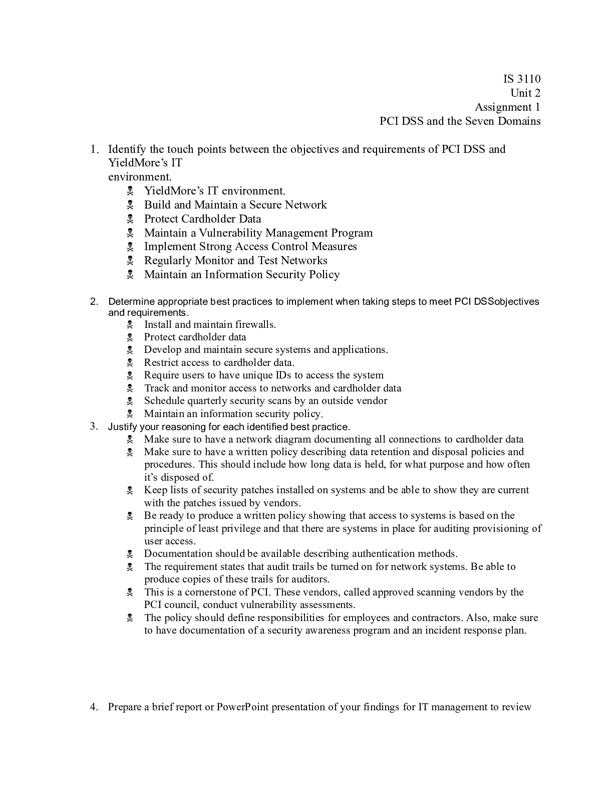Preview image of UNIT 2 assignment.docx  IS 3110  Unit 2  Assignment 1  PCI DSS and the Seven Domains  1.Id document
